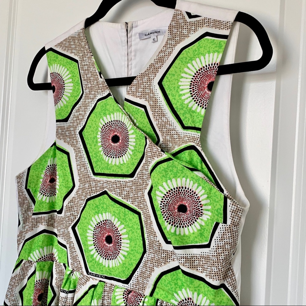 CARVEN Kiwi Print Colorful Cotton Dress - Picture 5 of 8